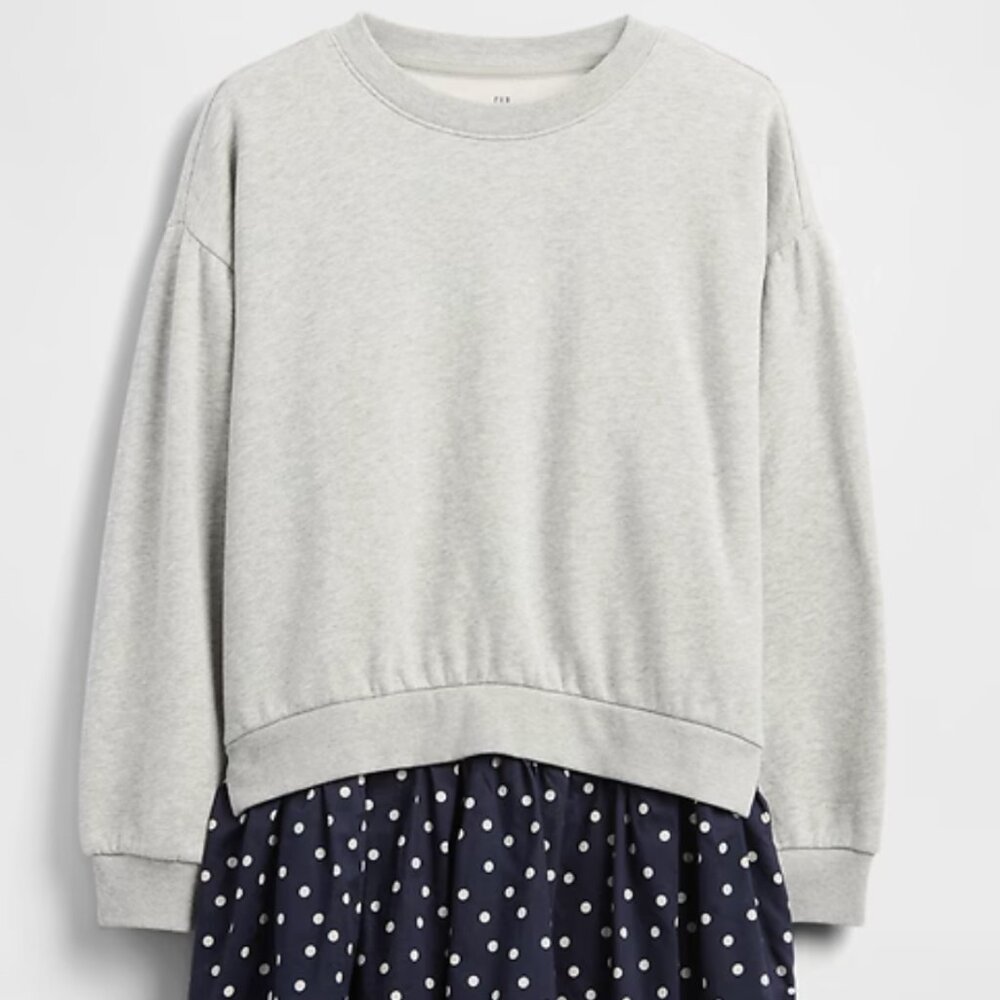 NWT Kids Soft Pleated Sweatshirt Dress - Mixed Media- Girls Size M.